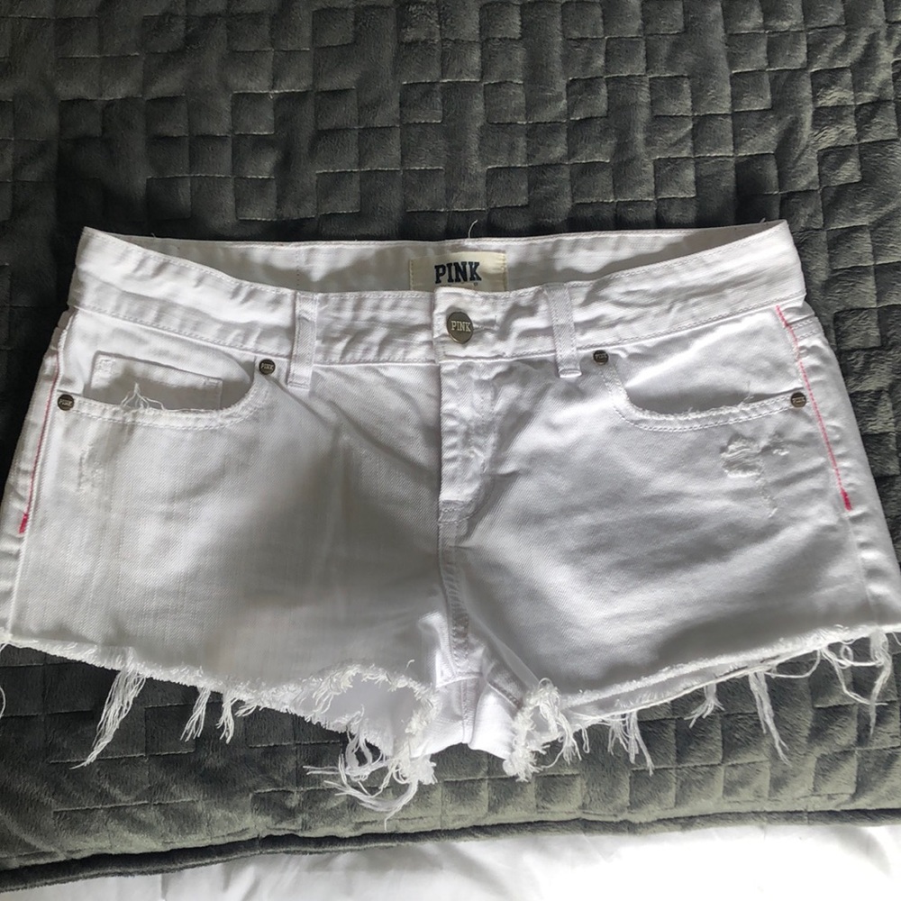 VS Pink white denim shorts